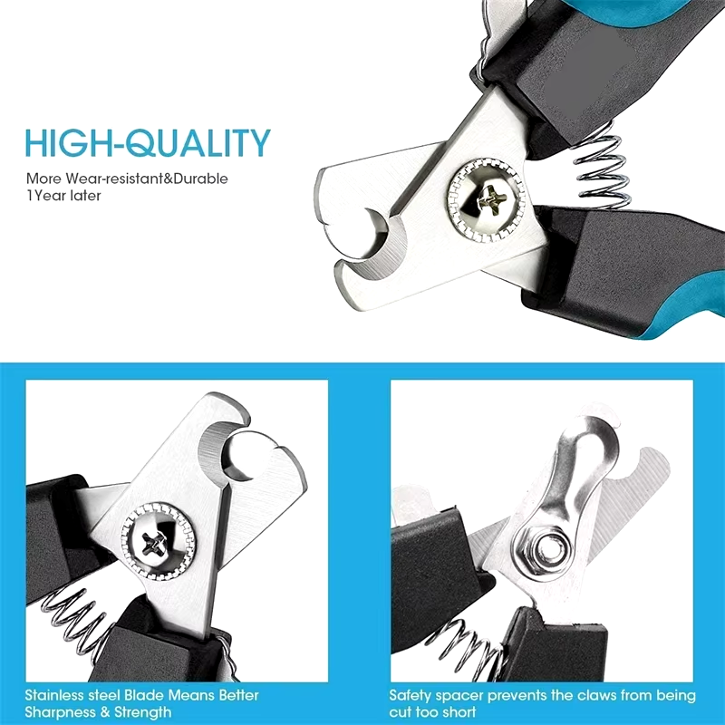 Professional Pet Nail Clipper with Safety Guard Stainless Steel Scissors Cat Dog for Claw Care Grooming Supplies Size Fits