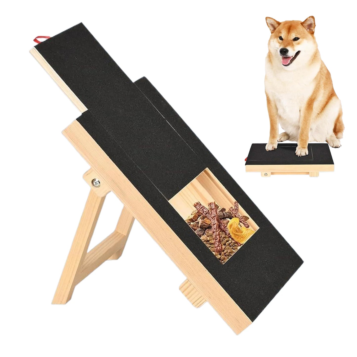 Dog Nail Scratch Board Nail Trim Pad Pull-Out Wooden Pet Scratching Board Toy Built-In Treat Box Dog Sandpaper Board Scratcher